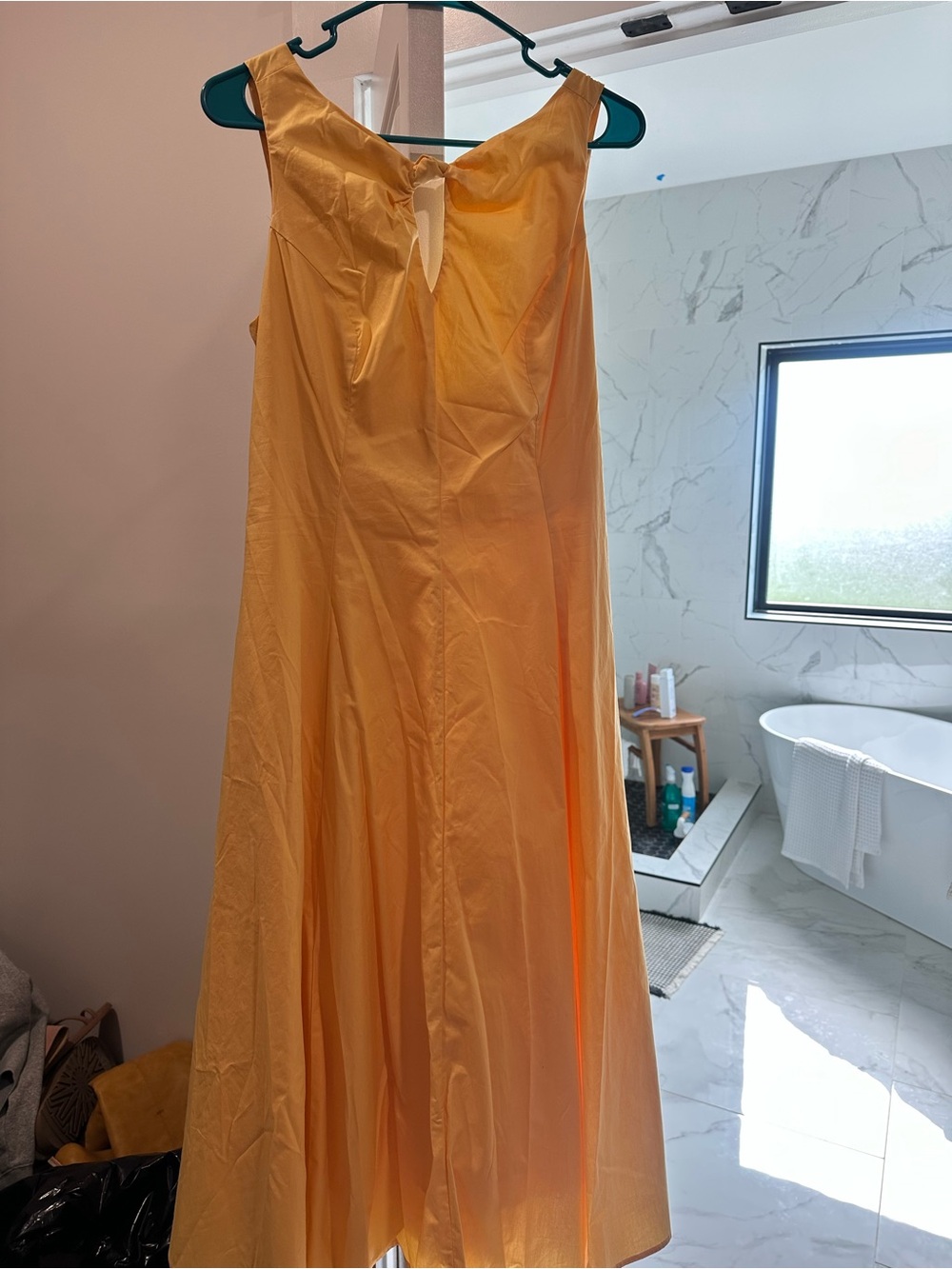 Orange A-Line Midi Dress